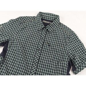 Icebreaker‎ Terra Merino Wool Button Down Womans Small Green Plaid Vented Hiking